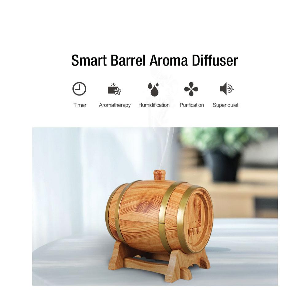 Essential Oil Aroma Diffuser Barrel Wood Design 350ml Ultrasonic Mist