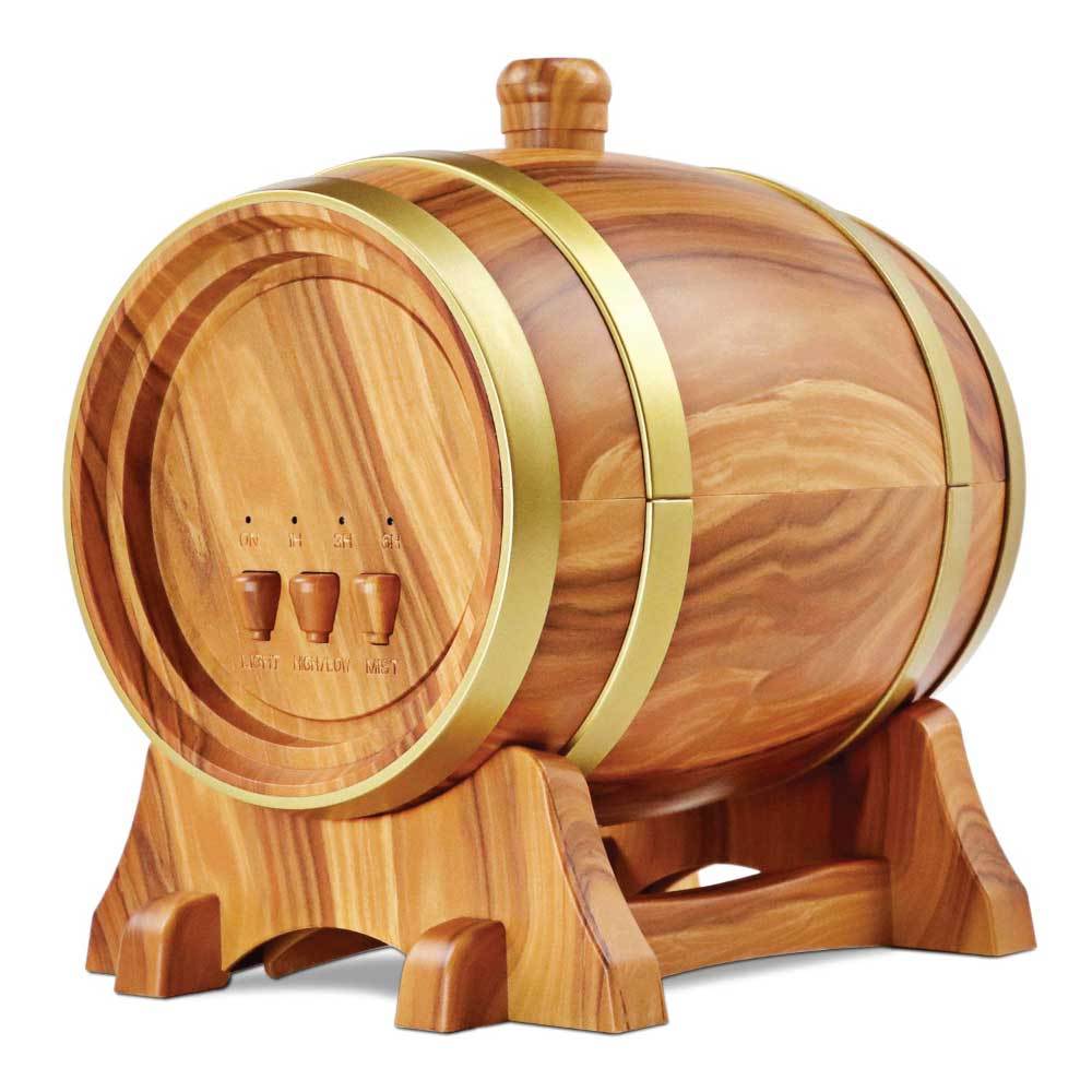 Essential Oil Aroma Diffuser Barrel Wood Design 350ml Ultrasonic Mist