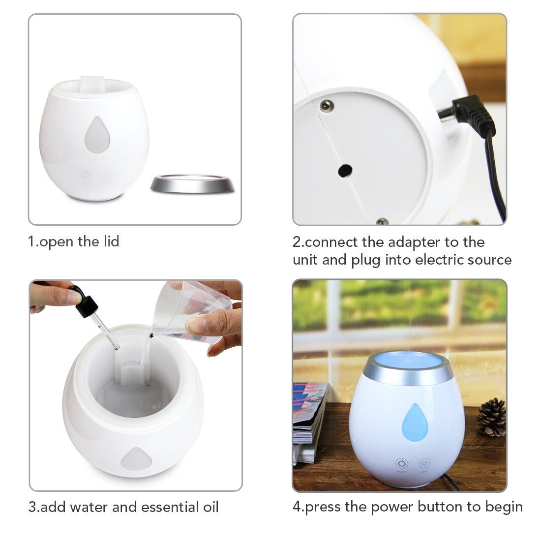 7 LED Color Ultrosonic Aroma Diffuser  With Touch Button