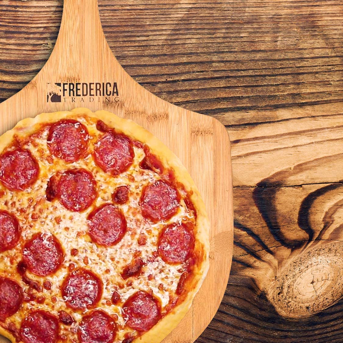 Premium Natural Bamboo Pizza Peel Paddle and Cutting Board (For Pizza, –  Frederica Trading