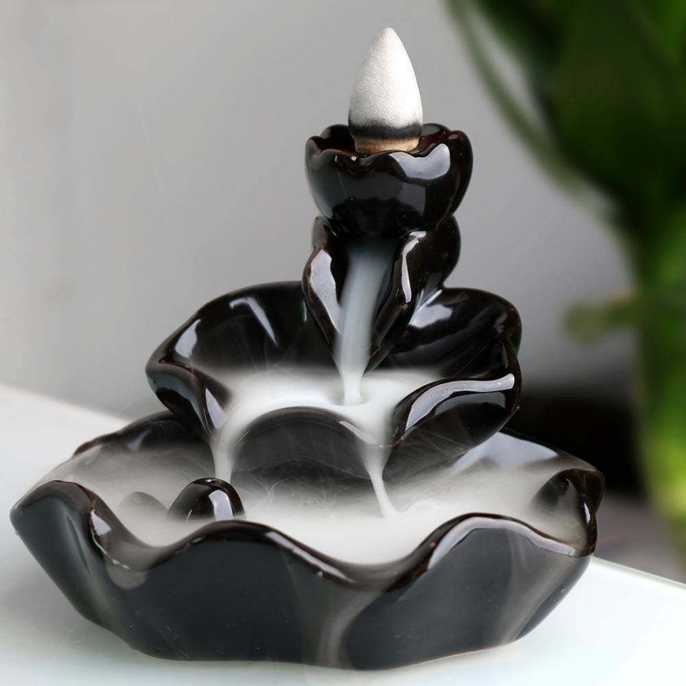 The Black Lotus Aromatherapy Waterfall Incense Burner for Gift