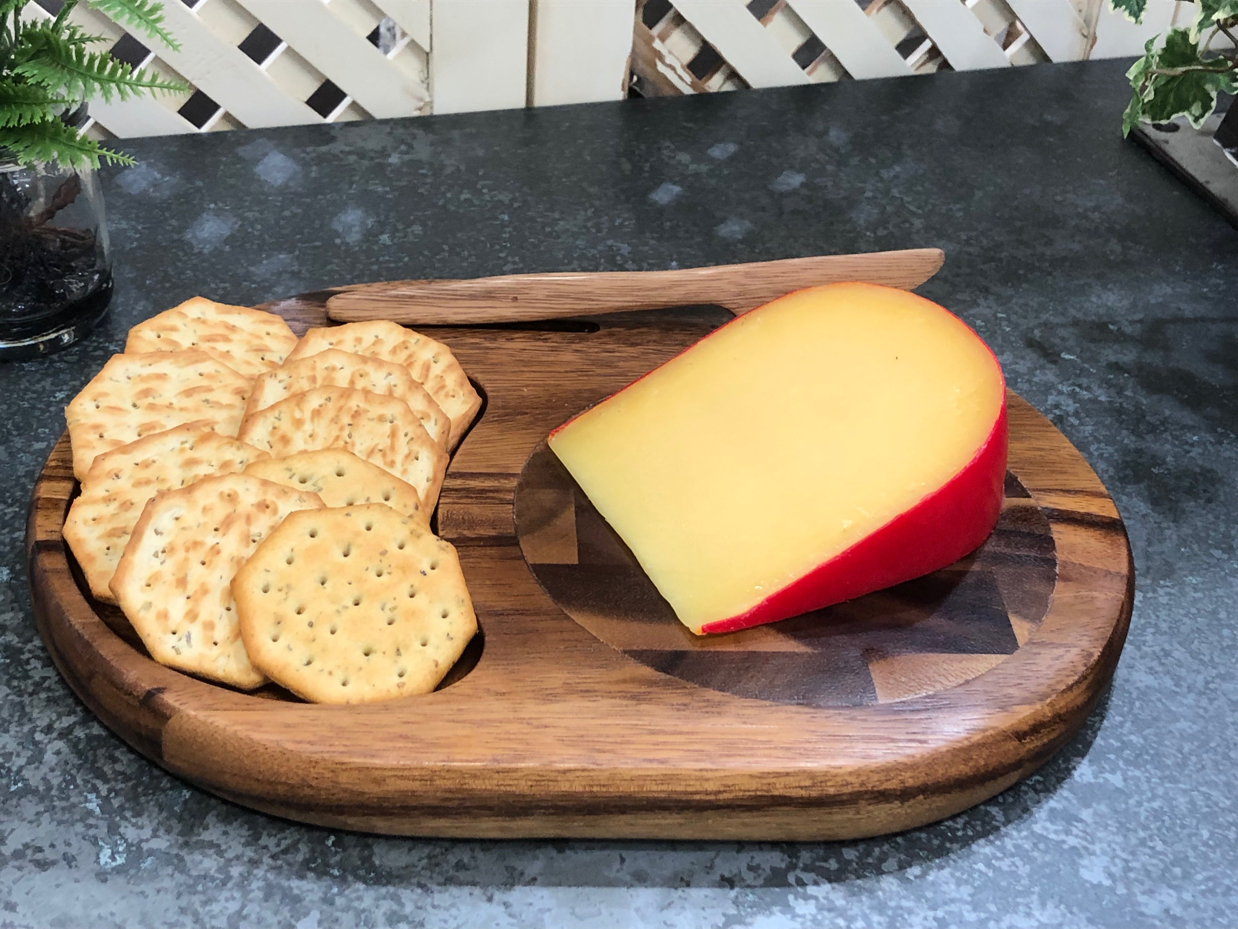 End Grain Cheese Board with Knife