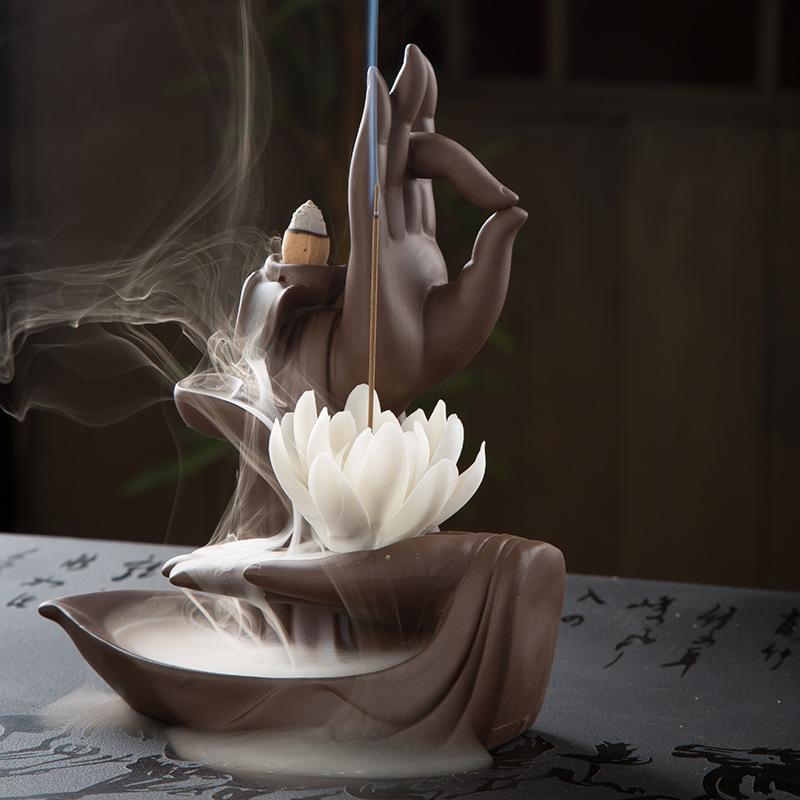 The Flower Hand Aromatherapy Waterfall Incense Burner for Gift