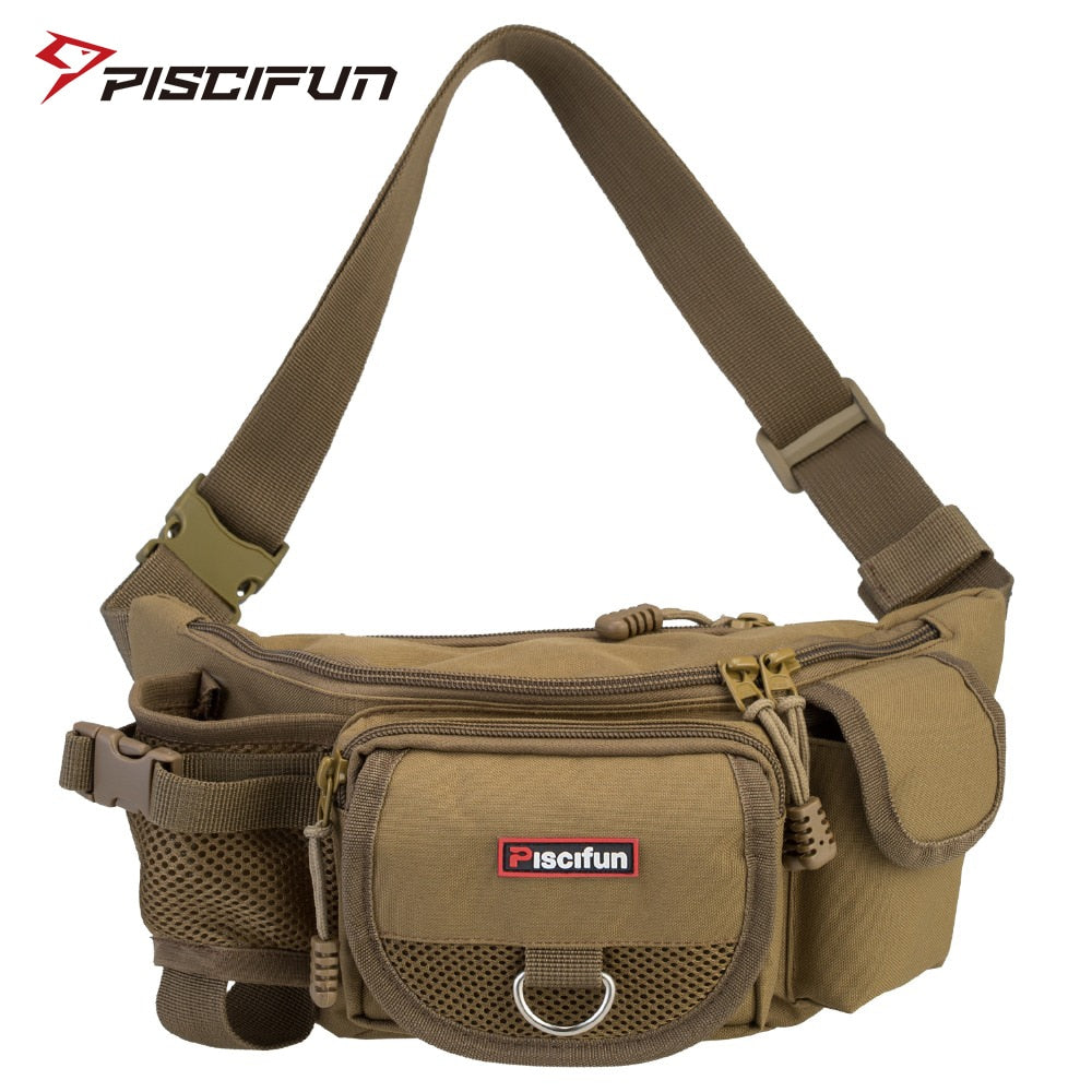 Piscifun Multifunctional Fishing Bag, Outdoor Waist Bag, Portable Lure Waist Pack,Fishing Tackle Bag