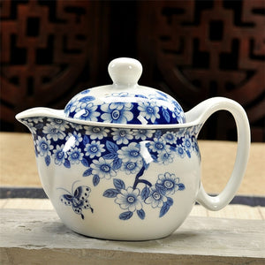 Retro Chinese Kung Fu Porcelain Ceramic Teapot with Strainer, Handmade Dragon Flower Puer Tea Pot, 350ml, Samovar Kungfu Teaware