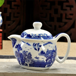 Retro Chinese Kung Fu Porcelain Ceramic Teapot with Strainer, Handmade Dragon Flower Puer Tea Pot, 350ml, Samovar Kungfu Teaware