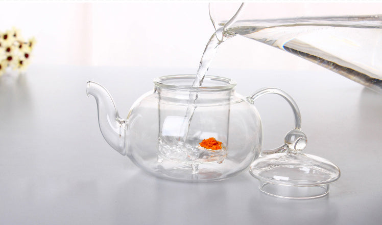 1PC Heat Resistant Glass Flower Tea Pot,Practical Bottle Flower TeaCup Glass  Teapot with Infuser Tea Leaf Herbal Coffee Pot Water Kettle JN 1010