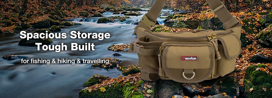 Piscifun Multifunctional Fishing Bag, Outdoor Waist Bag, Portable Lure Waist Pack,Fishing Tackle Bag