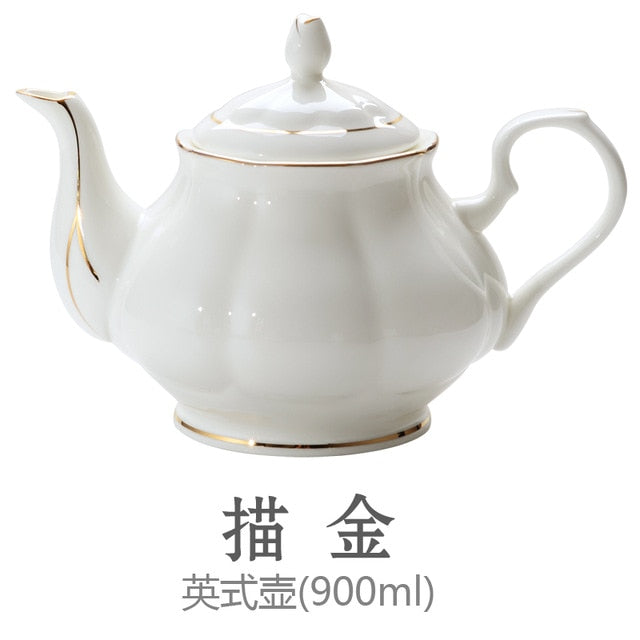 New British Bone China Tea & Coffee Pot, European Style, Afternoon Tea, Porcelain Ceramic Teapot, Coffee Pot, Flower Tea Pot Porcelain Pot