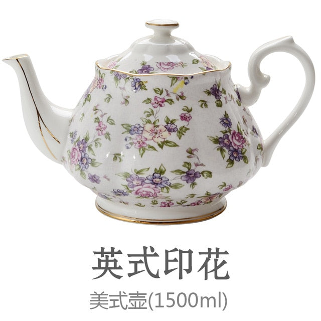 New British Bone China Tea & Coffee Pot, European Style, Afternoon Tea, Porcelain Ceramic Teapot, Coffee Pot, Flower Tea Pot Porcelain Pot