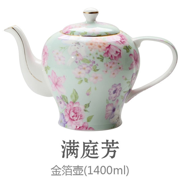 New British Bone China Tea & Coffee Pot, European Style, Afternoon Tea, Porcelain Ceramic Teapot, Coffee Pot, Flower Tea Pot Porcelain Pot