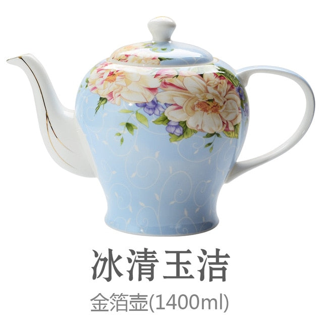 New British Bone China Tea & Coffee Pot, European Style, Afternoon Tea, Porcelain Ceramic Teapot, Coffee Pot, Flower Tea Pot Porcelain Pot