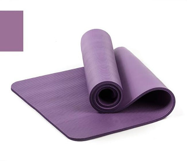 Quality 10mm NBR Yoga Mat with Free Carry Rope, 183x61cm Non-slip Thick Pad Fitness, Pilates, Exercise Mat for Outdoor or Gym