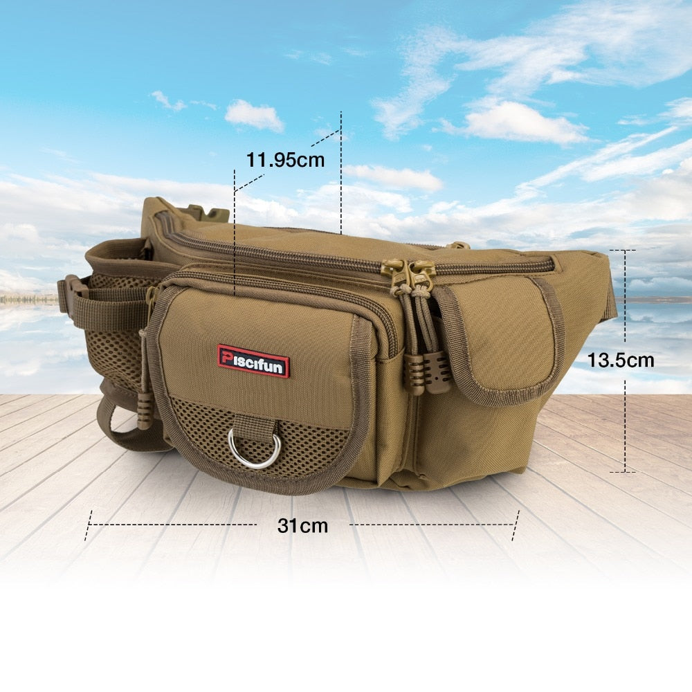 Piscifun Multifunctional Fishing Bag, Outdoor Waist Bag, Portable Lure Waist Pack,Fishing Tackle Bag