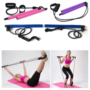 Pilates Bar Stick Resistance Band for Portable Gym Home