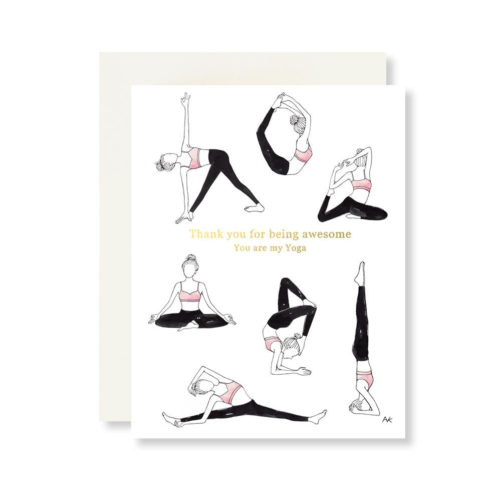 Yoga Thank You Card w. Gold Foil